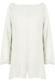White Pleated Back Button Up Playsuit 