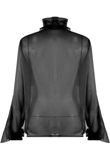 Black Organza Blouse With Frill Detail