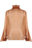 Camel Organza Blouse With Frill Detail