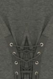 Grey Front Lace Tie Up Crop Tops