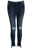 Skinny Ripped Gold Splatter Trim Jeans
