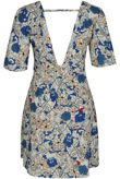 White Floral Printed Cut Back Swing Dress