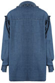 Diamante Trim Pleated Shoulder Denim Jacket
