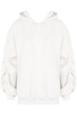 White Ruched Sleeve Hooded Jumper 
