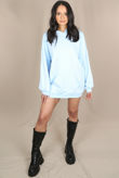 Sky Blue Heart Ripples Print Back Hoodie