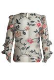 White Netted Flower Embroidery Tops