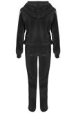Grey Ribbon Trim Velvet Zipper Lounge Set