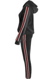 Grey Ribbon Trim Velvet Zipper Lounge Set