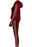 Burgundy Ribbon Trim Velvet Zipper hood only