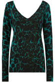 Green Leopard Print Back Bow Detailed Jumper