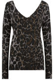 Grey Leopard Print Back Bow Detailed Jumper
