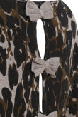 Taupe Leopard Print Back Bow Detailed Jumper