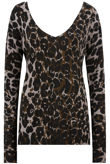Taupe Leopard Print Back Bow Detailed Jumper