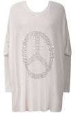 Beige Sequin Peace Symbol Knitted Jumpers