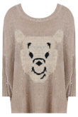 Beige Festive Winter Bear Knitwear 