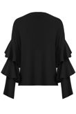 Black Layered Sleeve Knitted Jumpers