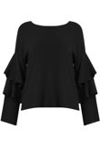Black Layered Sleeve Knitted Jumpers