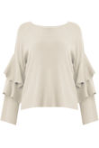 Cream Layered Sleeve Knitted Jumpers