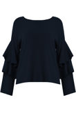 Navy Layered Sleeve Knitted Jumpers