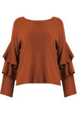 Camel Layered Sleeve Knitted Jumpers