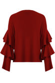 Burgundy Layered Sleeve Knitted Jumpers