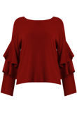 Burgundy Layered Sleeve Knitted Jumpers