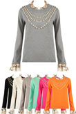 Ruffle Neck & Cuffs Pearls Trim Jumper - Mixed Colour Pack