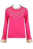 Ruffle Neck & Cuffs Pearls Trim Jumper - Mixed Colour Pack