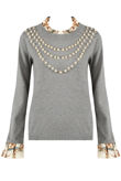 Ruffle Neck & Cuffs Pearls Trim Jumper - Mixed Colour Pack