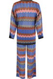 Blue Wavy Print Front Knot Tops & Trouser Co-Ord