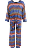 Blue Wavy Print Front Knot Tops & Trouser Co-Ord