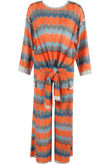 Rust Wavy Print Front Knot Tops & Trouser Co-Ord