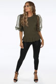 Half Tulle Sleeves Ribbed Top - Mixed Colours Pack