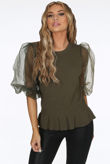 Half Tulle Sleeves Ribbed Top - Mixed Colours Pack