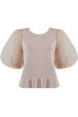 Half Tulle Sleeves Ribbed Top - Mixed Colours Pack