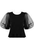 Half Tulle Sleeves Ribbed Top - Mixed Colours Pack