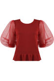 Half Tulle Sleeves Ribbed Top - Mixed Colours Pack