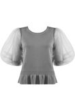 Half Tulle Sleeves Ribbed Top - Mixed Colours Pack