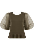 Half Tulle Sleeves Ribbed Top - Mixed Colours Pack