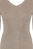 Taupe Knitted V Neck Jumper & Trouser Set