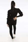 Black Ruched Puff Sleeves Loungewear Set