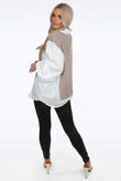 Beige Bib Collar Jumper Shirt 