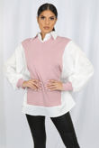 Pink Bib Collar Jumper Shirt 