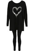Sequin Heart Embellished Jumper & Trouser Set