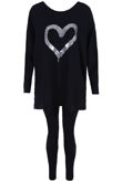 Sequin Heart Embellished Jumper & Trouser Set