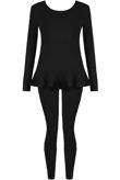 Round Neck Peplum Loungewear Set
