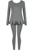 Round Neck Peplum Loungewear Set