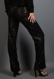 Black Sequin Sraight Wide Leg Trousers 