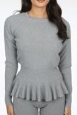 Grey Fine Knit Loungewear Two Piece Set