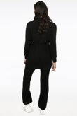 Black Fluffy Knit Cardigan Cami & Trouser Set